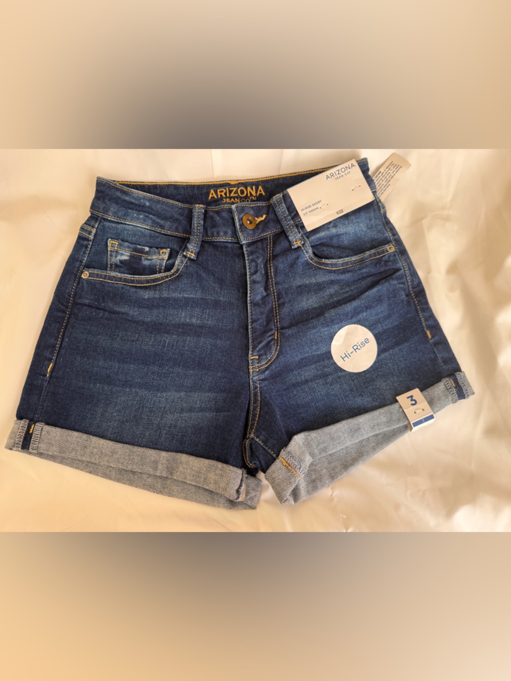 Arizona Jean Company Dark Blue Denim Hi-Rise Rolled Cuff Shorts